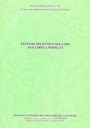 Tests de réception relatifs aux cires à modèles vignette